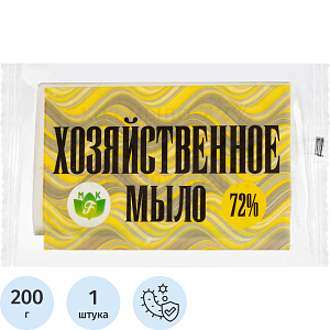 Мыло хозяйственное твёрдое 72% в цв уп 200 гр