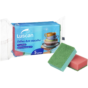 Губки для мытья посуды Luscan Макси 95х65х30мм 5 шт/уп