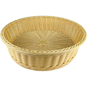 Корзина для хлеба круглая 21х6 см. бежевая полиротанг MGprof, 75323