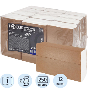 Полотенца бумажные д/дисп FocusSmart Zсл 1сл 250л 12пач/уп_5103005/50204094