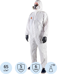 Комбинезон одноразовый (65г/м2)с кап.JetaSafetyJPC65 ElementComfrtбел рXXXL
