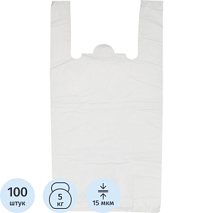 Пакет-майка 28+15х54/15мкм, 100шт/уп, белый S
