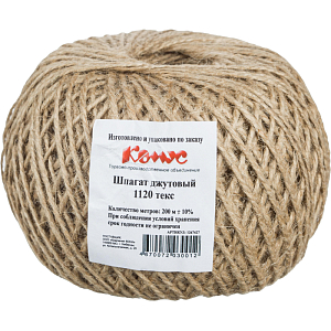 Шпагат джутовый кручёный 1,12кТекс 17кгс 0,2кг 200м СПб