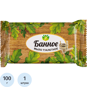 Мыло туалетное Банное в цв.уп 100 гр