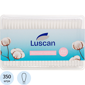 Палочки ватные Luscan   пластик. моноблок 350шт/уп