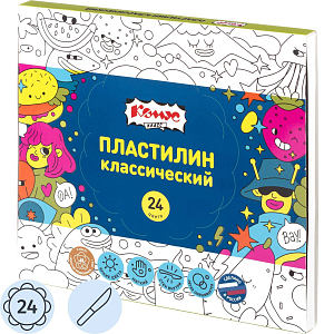 Пластилин классический Комус Класс Максики 24 цв/наб, 480г, 4 стека