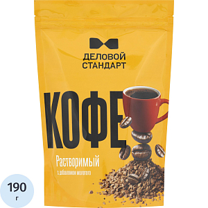 Кофе Деловой стандарт  растворимый молотый дой-пак, 190г