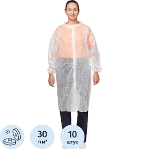 Халат на кнопках (30гр) белый  р.XL,арт. LC3025B3W 140110,10шт/уп