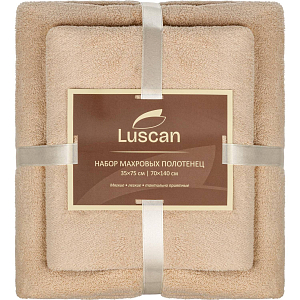 Набор полотенец махровых Luscan 300г/м2, 35x75/70x140 см бежевый