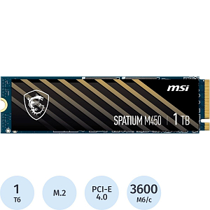 SSD накопитель MSI SSD SPATIUM M450, 1000GB, M.2 PCIe4.0x4(S78-440L0M0-P83