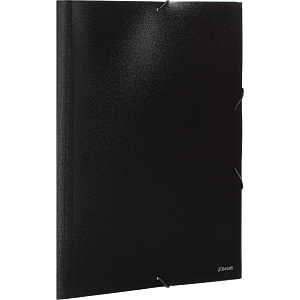 Папка на резинках Комус А4, черная, с карманом СD/визитки