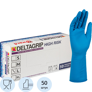 Перчатки латекс Deltagrip High Risk (L) 25пар./уп,ПС