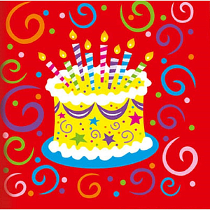 Салфетки бумажные 33см X 33см Торт яркий 12шт/уп 6046316