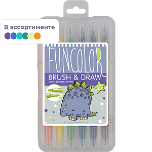 Фломастеры КИСТОЧКИ ДВУСТОРОННИЕ FUNCOLOR 12цв,в пластиковом пенале 32-0047