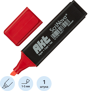 Маркер текстовыделитель ScriNova Akt красный 1-5 мм