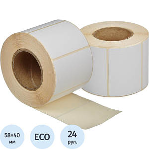 Термоэтикетки ЭКО 58х40, без печати, 700шт/рул, вт.40, 24рул/уп