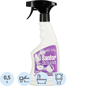 Средство для сантехники SANFOR Ультра Белый спрей унив 500мл