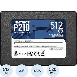 SSD накопитель Patriot Memory P210 2.5 512GB SATA (P210S512G25)