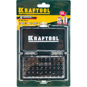 Набор бит KRAFTOOL X-Drive кованых, Cr-Mo, 50 предм, в боксе (26065-H50)