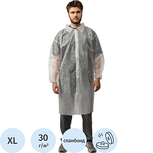 Халат однораз. д/посетителя на кнопках,белый,XL,6522,1шт/уп,ПС