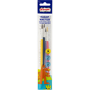 Набор кистей Комус Класс Максики пони,кр(№3,4),бел,кр(№2),щет,пл(№4),4шт