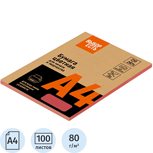 Бумага цветная Выбор есть (А4, 80 г, красный интенсив) 100 л