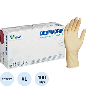 Перчатки мед.смотров. латекс н/c,н/о, текст,2хлор Dermagrip Cls (XL) 50п/уп