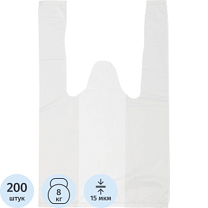 Пакет-майка ПНД 16+12х30 9 мкм 100шт./уп. белая