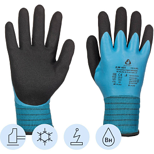 Перчатки трикотажные утепл.с дв.латекс.JetaSafety JLW-601-XXL голубые р.XXL