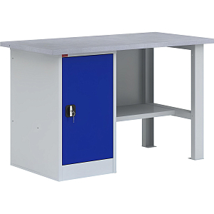 Верстак однотумбовый P_ВП-2/1.2 тумба с дверью, сине-сер., 1200х685х860