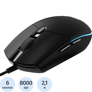 Мышь компьютерная Logitech проводная G102, Black [910-005808