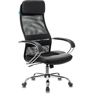 Кресло 0MX_VB_Бюрократ CH-608SL/BLACK сетка/ткань/кожзам черн.,хром