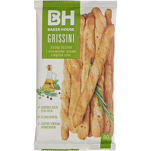 Хлебные палочки Baker House итал.травы Гриссини, 80гх15шт/уп