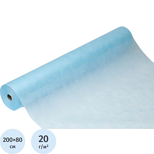 Простыня в рулоне 80х200, голубой (100шт/рул), SMS, пл.20, А3, 12682