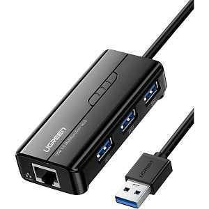Разветвитель USB Ugreen 4 в 1. 3 x USB 3.0. RJ45 (20265)