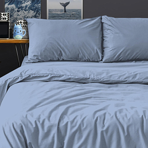 Постельное белье 2сп Поплин гл/кр (нав.50х70-2шт), Деним,299506