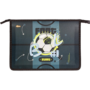 Папка для тетрадей Football синий,А4,молн.,пласт.,ПТ-813