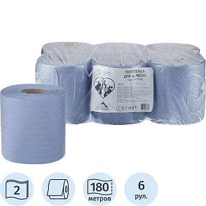 Бумага протирочная для вымени синяя 20х18см 1000л 6рул/уп