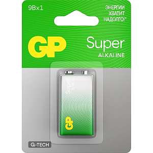 Батарейка GP Super 6LR61/1604A 1604A-5CR1/1604AA21-5CRSBC1 10 шт/уп, 1шт/бл