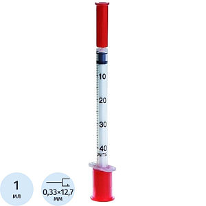 Шприц инсулиновый U-40 1мл 29G(0,33x12,7) инт. 10ш/уп SFM