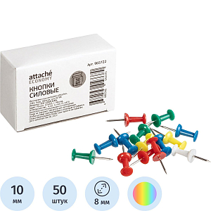 Кнопки силовые д/пробковых досок, пластик, ассорти,50шт/уп