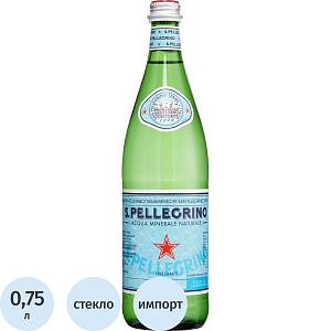 Вода минеральная San Pellegrino питьевая газ стекло, 0,75 л