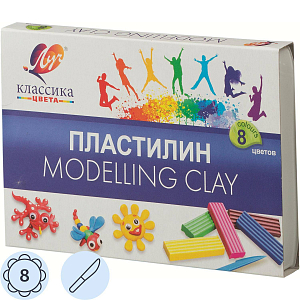 Пластилин классический Луч Классика 8цв 160гр со стеком