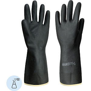 Перчатки защитные АЗРИХИМ КЩС тип-2 из латекса черные (размер 10 , XL)