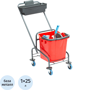 Тележка уборочная одноведерная 25л отжим, контейнер, мет.каркас ТК722