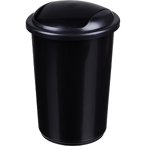 Ведро мусорное пласт 12л круг черн с крыш-маят металлик 255х360мм Uniplast