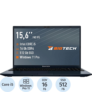 Ноутбук Bigtech R155 (R155-I4B9W) i5-1155G7/16Gb/512Gb SSD/15,6/W11P