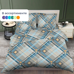 Постельное белье 1,5сп бязь 125гр/м2 цветная (нав.50х70-1шт) микс