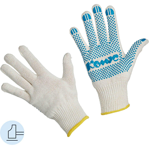 Перчатки защит трикотаж КОМУС ПВХ Точка 5 нитей 52г 10 кл р8 бел 10пар/уп