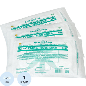 Пластырь-повязка неткан основа впит подушка 6x10см LEIKO